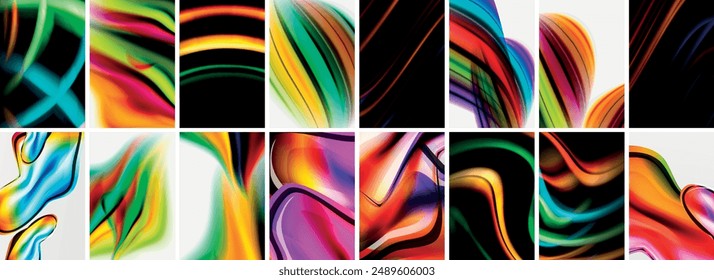 Collection of abstract background with waves, colorful shapes and 3d shadow effect. Vector Illustration For Wallpaper, Banner, Background, Card, Book Illustration, landing page