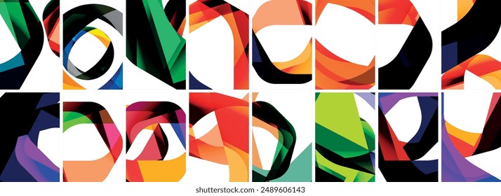 Collection of abstract background with waves, colorful shapes and 3d shadow effect. Vector Illustration For Wallpaper, Banner, Background, Card, Book Illustration, landing page