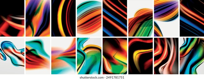 Collection of abstract background with waves, colorful shapes and 3d shadow effect. Vector Illustration For Wallpaper, Banner, Background, Card, Book Illustration, landing page
