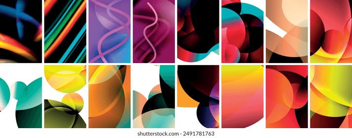 Collection of abstract background with waves, colorful shapes and 3d shadow effect. Vector Illustration For Wallpaper, Banner, Background, Card, Book Illustration, landing page