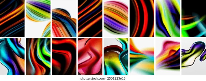 Collection of abstract background with waves, colorful shapes and 3d shadow effect. Vector Illustration For Wallpaper, Banner, Background, Card, Book Illustration, landing page