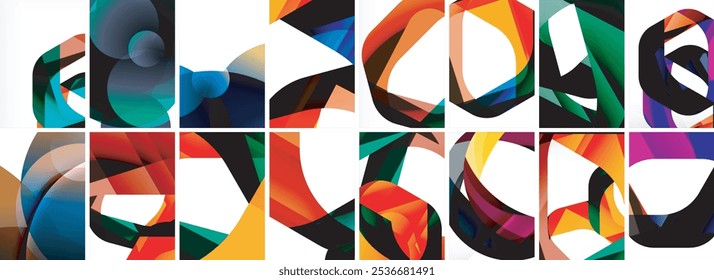 Colección de fondo abstracto con ondas, Formas coloridas y efecto de sombra 3D. Ilustración vectorial para el Fondo de pantalla, Anuncio, fondo, tarjeta, ilustración del libro, landing page