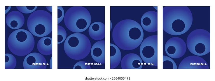 Coleção de fundos abstratos com padrões de bolhas, círculos empilhados, belas cores de gradiente, fundo azul para poster flyer banner backdrop.vertical banner.cool fluido fundo vetor illus