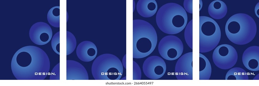Coleção de fundos abstratos com padrões de bolhas, círculos empilhados, belas cores de gradiente, fundo azul para poster flyer banner backdrop.vertical banner.cool fluido fundo vetor illus