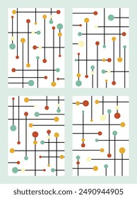 Collection of abstract backgrounds with dots and lines.