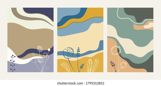 Collection of abstract backgrounds with floral elements.