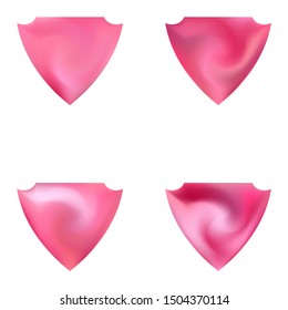 Collection of abstract backgrounds in the form of a shield. Concentric style of 80th. Trendy soft color pastel. Pink smooth elegant colored, and easy editable modern gradient templates.
