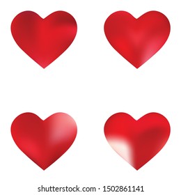 Collection of abstract backgrounds hearts. Cool fashion style of 90th, 80th. Soft color element. Red smooth elegant colored, and easy editable modern gradient templates.