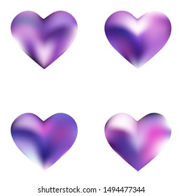 Collection of abstract backgrounds hearts. Creative fashion style of 90th, 80th. Soft color concept. Violet smooth elegant colored, and easy editable modern gradient templates.
