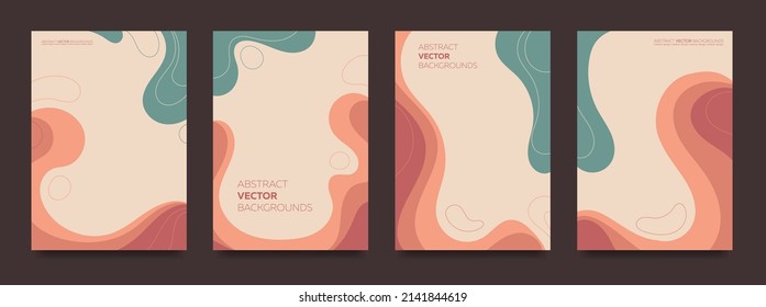 Collection of abstract backgrounds with liquid paint. Vector.