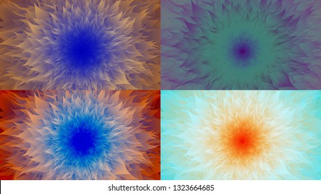 Collection abstract backgrounds with mesh mandala. For design covers, presentation, invitation, wallpapers, banners and business cards
