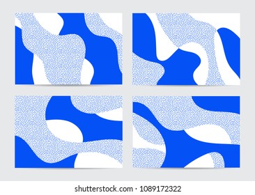 Collection of abstract backgrounds. Organic fluid backdrops in new memphis style. A3, A4  format.