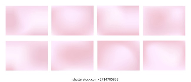 Colección de fondos abstractos con un degradado de malla lisa, rosa pastel pálido y blanco con reflejos sutiles y suaves
