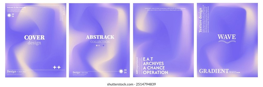 Collection of abstract backgrounds, soft wave textures of glowing purple color. The effect of combining dark and light colors. Modern design template for web cover, advertising banner, poster