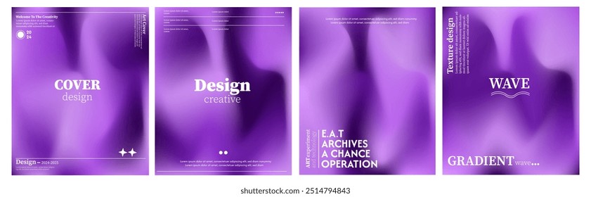 Sammlung von abstrakten Hintergründen, weiche Wellenstrukturen in pastellvioletten Farben. Der Effekt der Kombination von dunklen und hellen Farben. Moderne Design-Vorlage für Web-Cover, Werbebanner, Poster