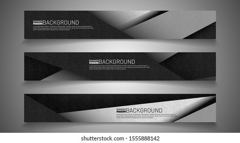 Collection of abstract banner backgrounds. Geometric shapes overlap gray. vector illustration of graphic design