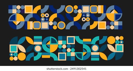 Collection of abstract Bauhaus geometric pattern design backgrounds, elegant color pattern designs