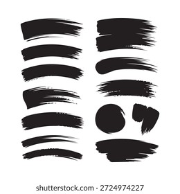 Collection of abstract black brush strokes and splatters on a white background