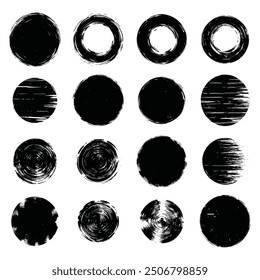 Collection of Abstract Black Circular Designs