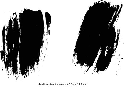  Colección de salpicaduras de pintura negra abstracta y pincel de fondo blanco. Colección de pintura negra. Elementos de pintura en aerosol, pincelada, juego de salpicaduras negras.	