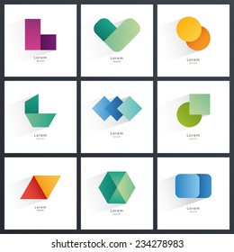 Collection of abstract blank symbols. Simple geometric shapes.