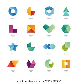 Collection of abstract blank symbols. Simple geometric shapes.