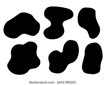 Collection of abstract blob shapes with smooth, freeform curves. The black blobs are organically shaped and ideal for use in modern web design, branding, or background elements.