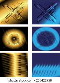 Collection of abstract blue and golden backgrounds. Eps 10 vector