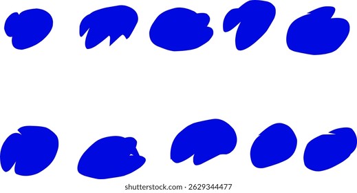 Eine Sammlung von abstrakten blauen Steinformen in einem modernen minimalistischen Stil. Geeignet für natürliche Gestaltungselemente, kreative Hintergründe, organische Illustrationen oder natürliche und zeitgenössische Themen 
