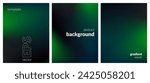 Collection abstract blurred background. Gradient mesh. Dark color mix. Glare effect gloom green black blend. Modern design template for web covers, ad banners, posters, brochures, flyers. Vector EPS