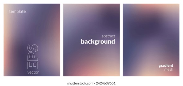 Collection abstract blurred background. Gradient mesh. Dark color mix. Matte effect yellow lilac grey blend. Modern design template for web covers, ad banners, posters, brochures, flyers. Vector EPS