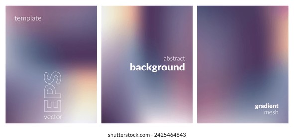 Collection abstract blurred background. Gradient mesh. Dark color mix. Matte effect yellow lilac grey blend. Modern design template for web covers, ad banners, posters, brochures, flyers. Vector EPS