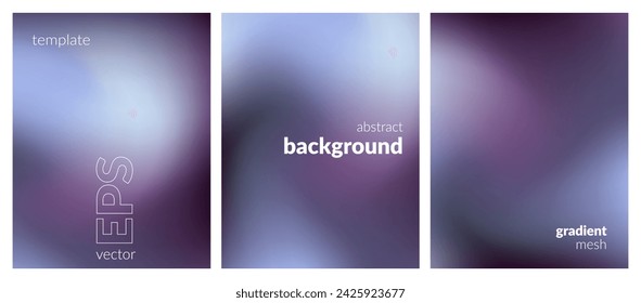 Collection abstract blurred background. Gradient mesh. Dark color mix. Effect calm cool glow blue gray blend. Modern design template for web covers, ad banners, posters, brochures, flyers. Vector EPS