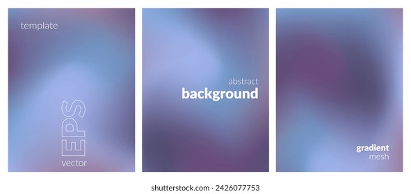 Collection abstract blurred background. Gradient mesh. Dark color mix. Effect calm cool glow blue gray blend. Modern design template for web covers, ad banners, posters, brochures, flyers. Vector EPS