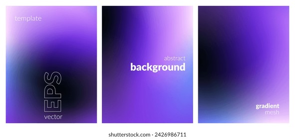 Collection abstract blurred background. Gradient mesh. Dark blue light violet color mix. Fluid colorful blend. Modern design template for web covers, ad banners, posters, brochures, flyers. Vector EPS