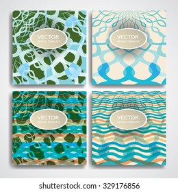 Collection of Abstract Brochure Design . Retro Flyers , Banners , Posters with Linear Textures . Colorful Patterns . Vector Illustration. 