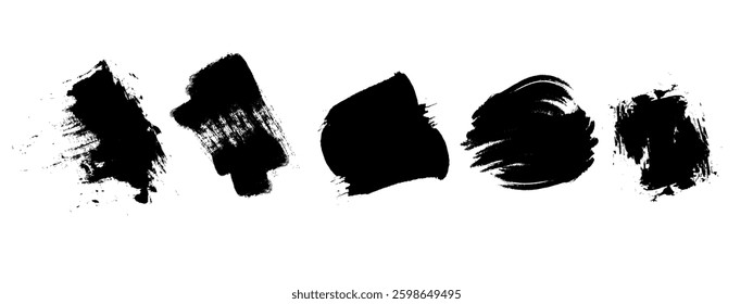 Collection of abstract brush stroke vectors for creative design.  Set of grunge background templates.