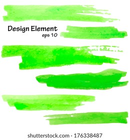 collection of abstract brushes painted green marker. Vector illustration 