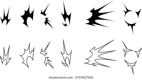 Collection of abstract burst shapes and explosion effects