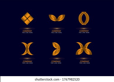 Collection of abstract business gold logos Vector