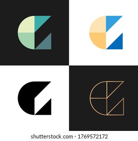 Collection of abstract C letters modern abstract logo icon design concept. Isolated on white and dark backgrounds. Vector illustration