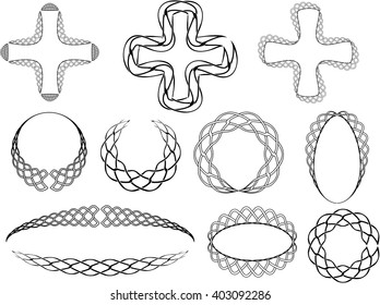 Collection of abstract celtic knot style ornaments.