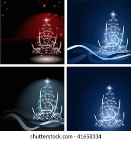Collection of abstract Christmas background with tree