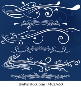 Collection of abstract christmas patterns on blue background