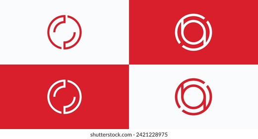 Collection of abstract circle line vector logo design initials letters c o b d a.