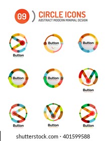 Collection of abstract circle logos. Minimal thin line flat design