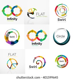 Collection of abstract circle logos. Minimal thin line flat design