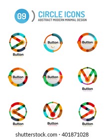 Collection of abstract circle logos. Minimal thin line flat design