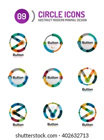 Colección de logotipos de círculo abstracto. Diseño plano de línea delgada mínima