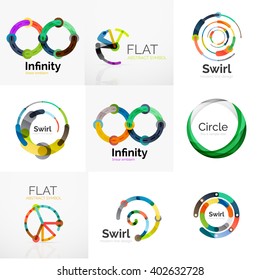 Colección de logotipos de círculo abstracto. Diseño plano de línea delgada mínima
